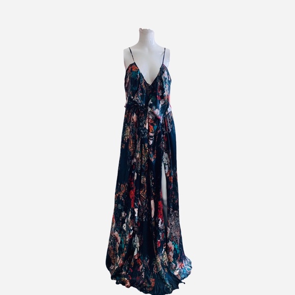 ETXART & PANNO FLORAL SILK MAXI DRESS SPAGHETTI STRAP SILK GOWN - Picture 16 of 16